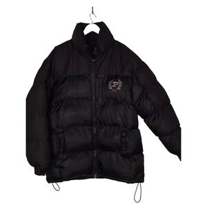 Vintage Phat Farm Puffer Coat Jacket 90s Y2K Mens Size XL Black Embroidered Logo